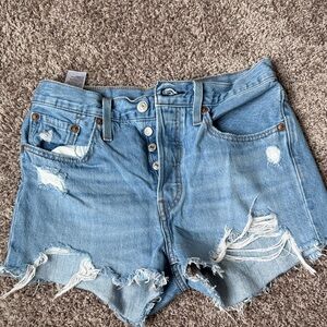 Levi's Light Blue Distressed Jean Shorts